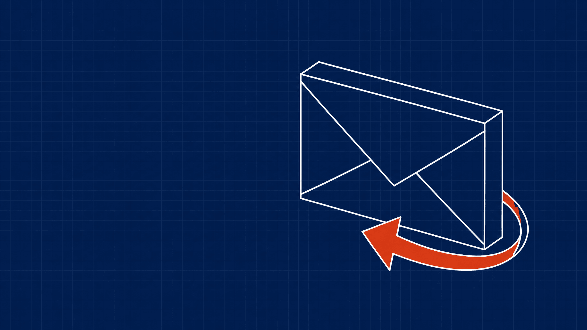 An envelope with a curved arrow looping back to it, suggesting a follow-up email, with Sendy the envelope mascot thinking.