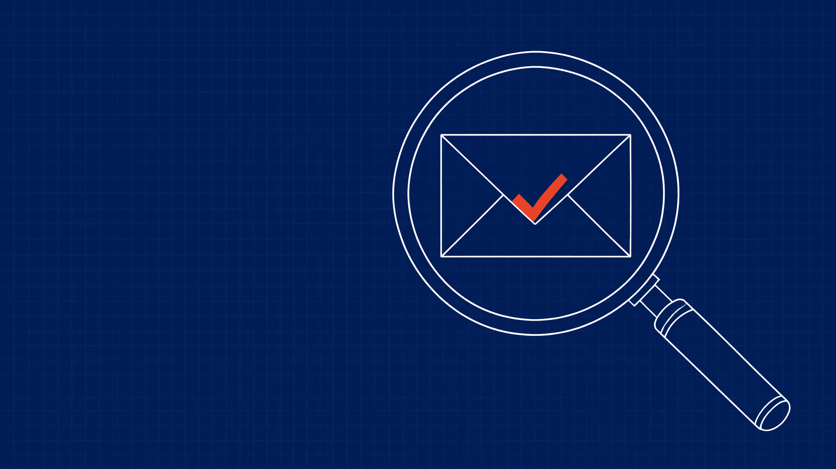 A magnifying glass over an envelope with a green check mark, representing what deliverability tools actually check.