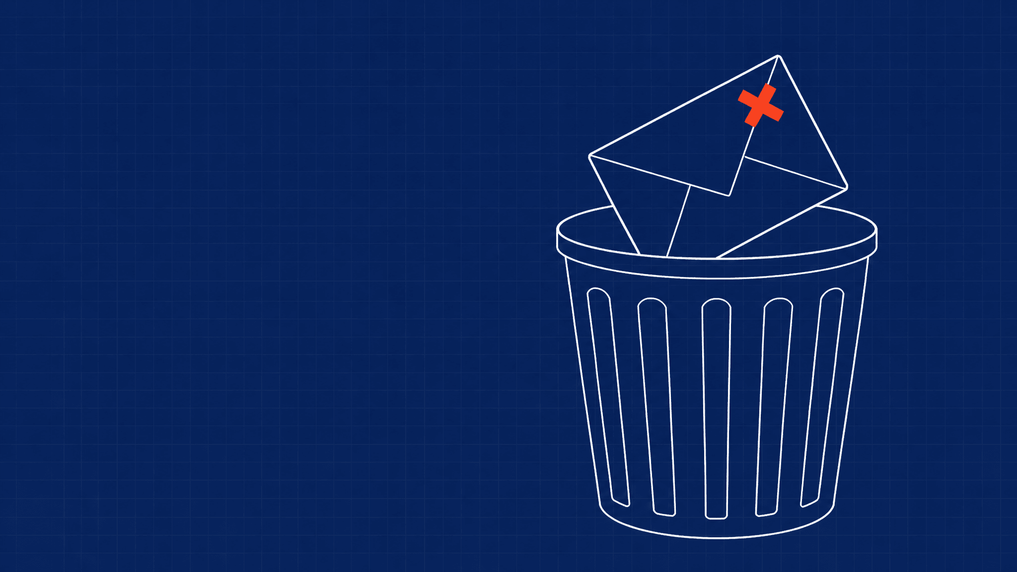 An envelope marked with a red X, suggesting a cold email that may have landed in spam.
