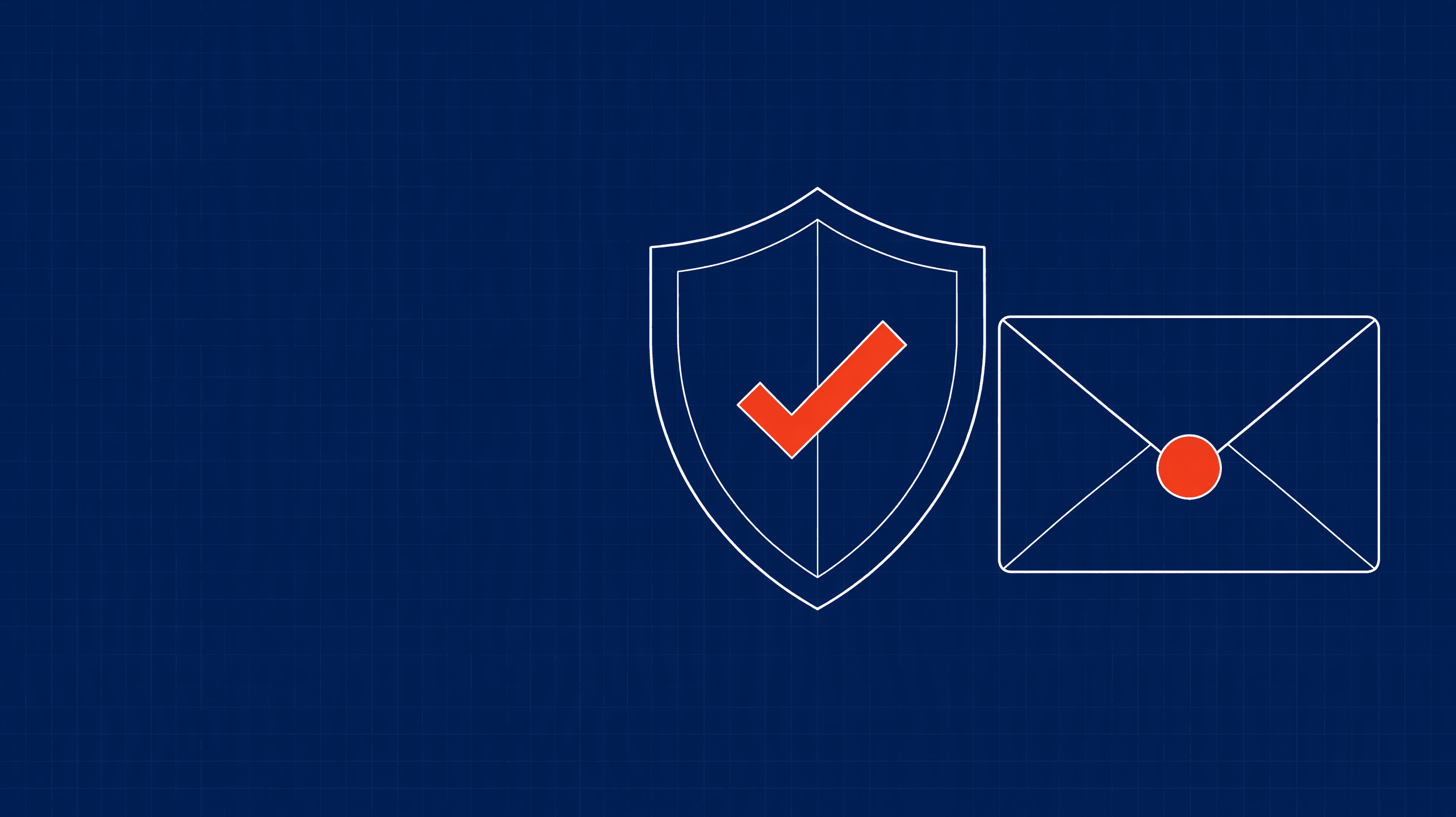 A shield with a green checkmark beside a sealed envelope, representing verified email authentication