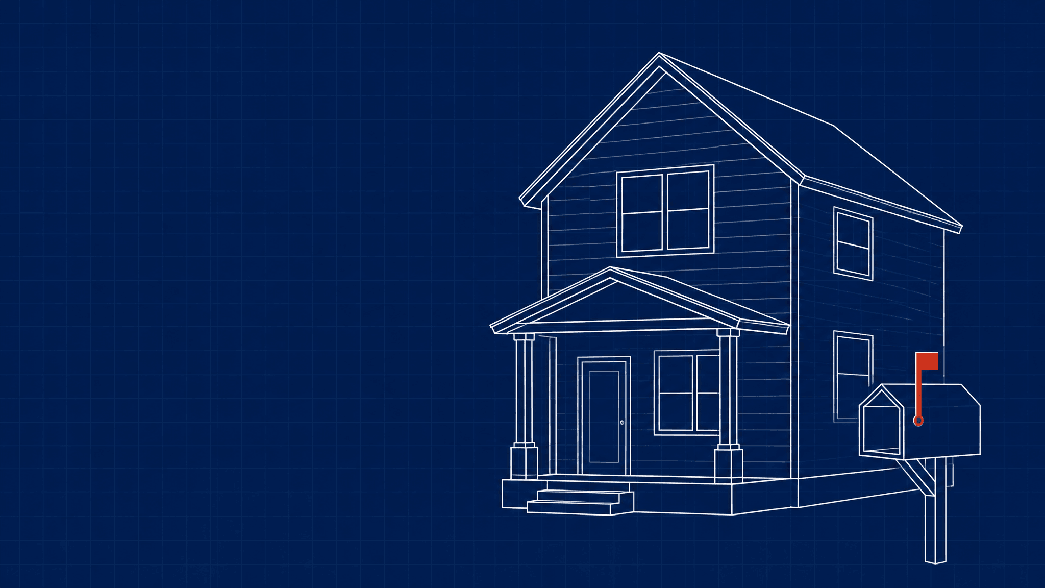 A house-shaped mailbox with its red flag raised, standing for building cold email infrastructure in house.